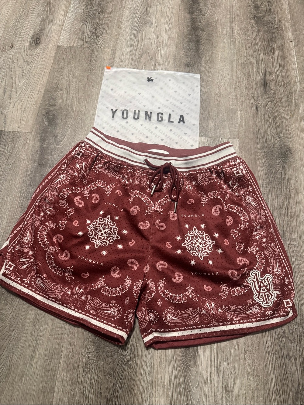 Young LA Men’s Burgundy Bandana Shorts Size Large SOLD OUT
